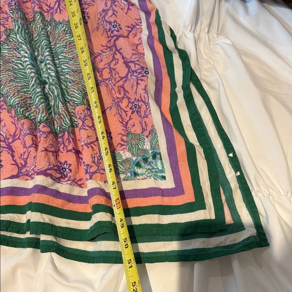 Anthropologie Caftan Scarf Maxi Dress Seashells Tie Waist Pink and Green Amazing - Picture 13 of 13